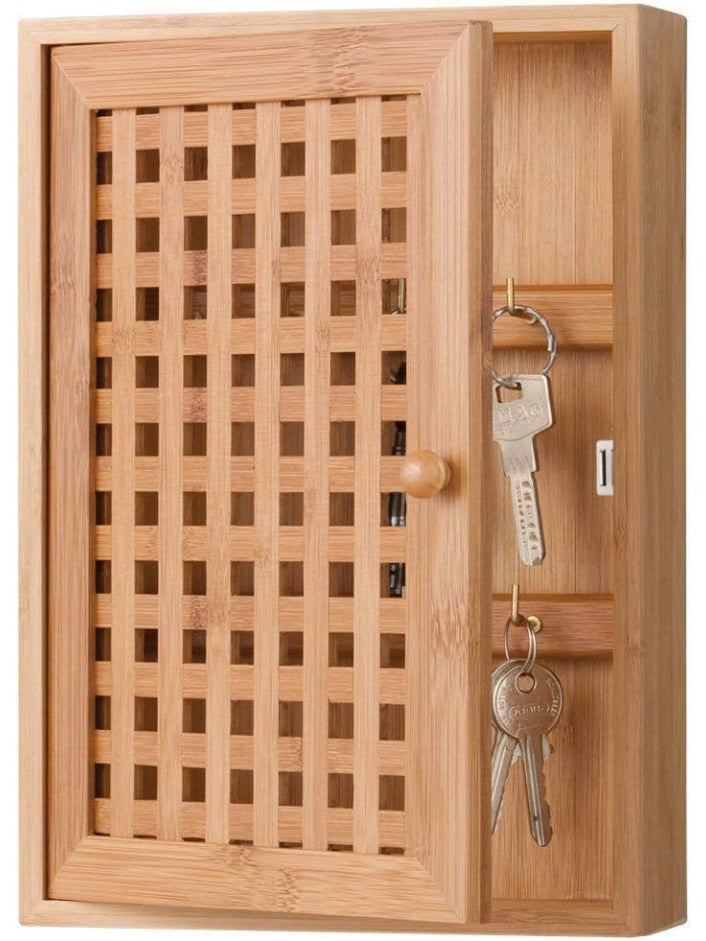 Armario de madera para guardar llaves con diseno compacto y montaje en pared