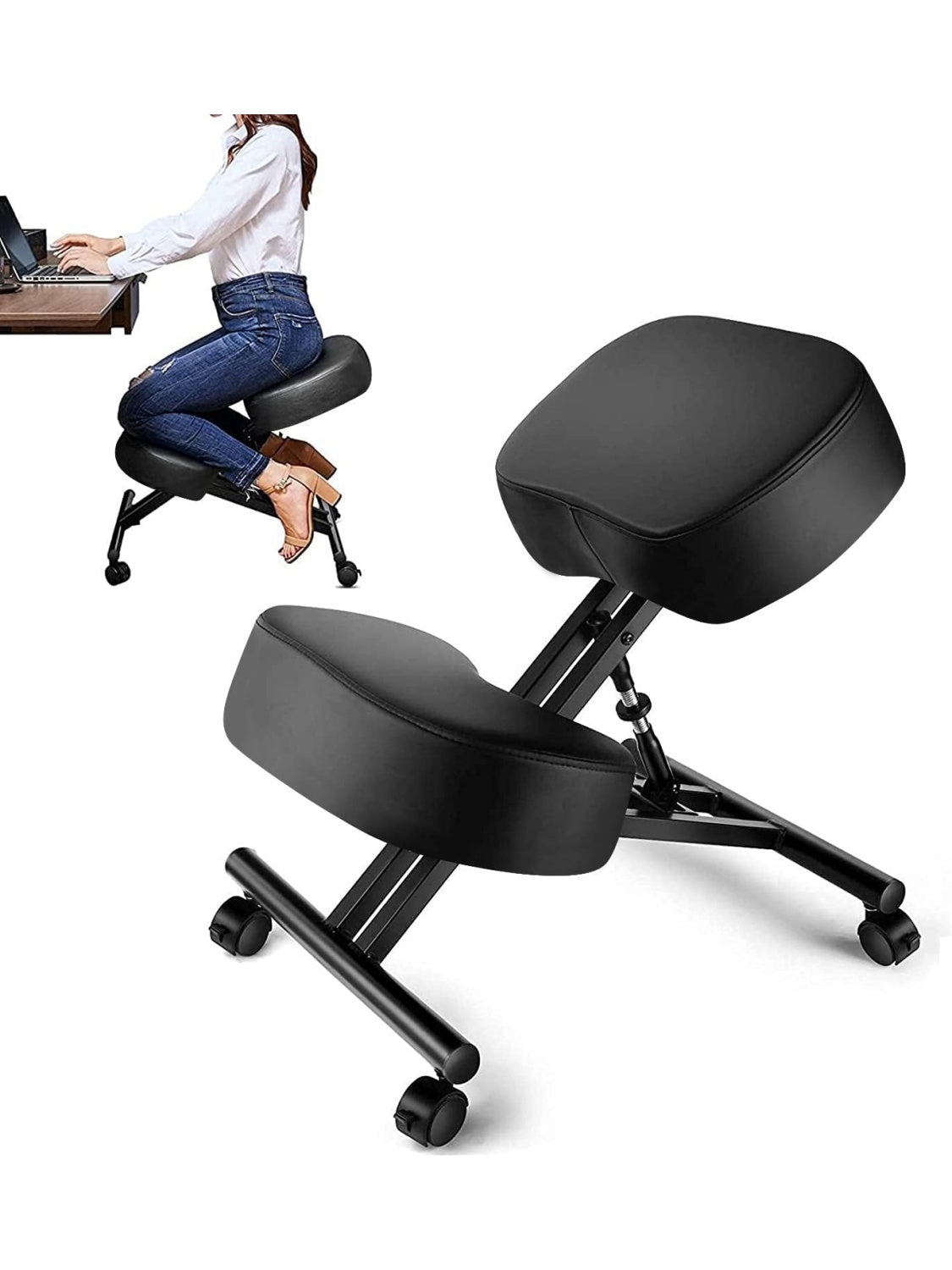 Taburete Ergonomico de Rodillas Ajustable para Mejorar la Postura en Trabajo