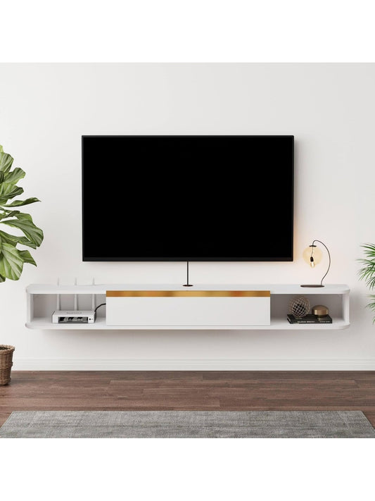 Mueble TV Flotante de Pared con Amplio Espacio de Almacenamiento Multimedia para Oficina en Casa