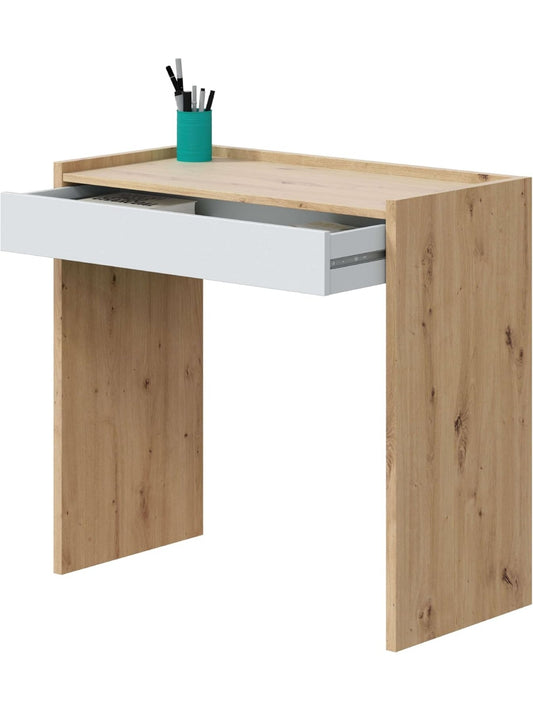 Escritorio compacto de estudio con cajon y diseno moderno para oficina en casa con acabado elegante