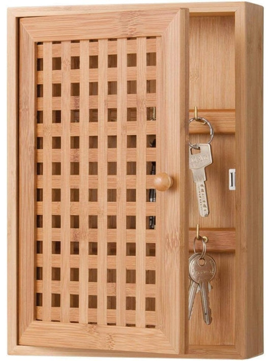 Armario de madera para guardar llaves con diseno compacto y montaje en pared