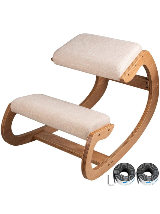 Silla Ergonomica de Rodillas de Madera para Mejorar la Postura en Oficina y Hogar